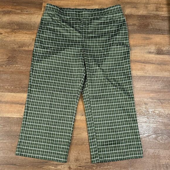 Isaac Mizrahi Live Petite Women's Wide-Leg Pants Green Plaid Size 24 24WT Tall - Picture 1 of 7